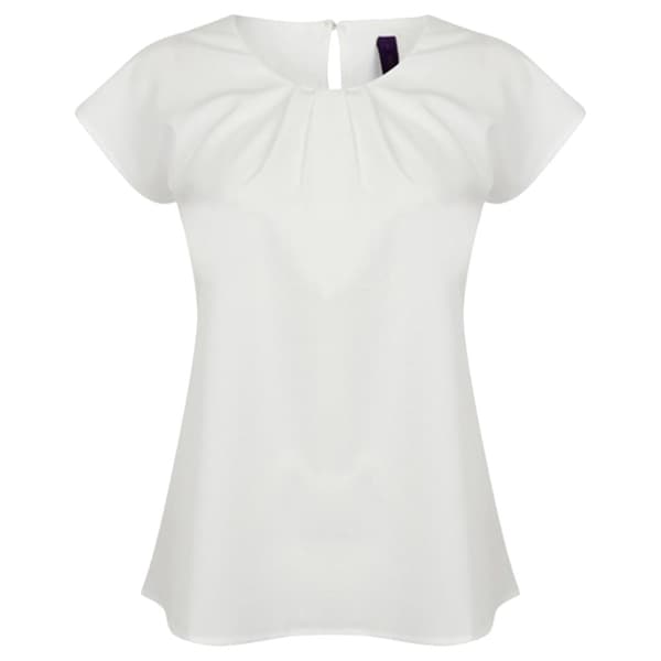 Henbury Womens/Ladies Pleat Front Short Sleeve Top