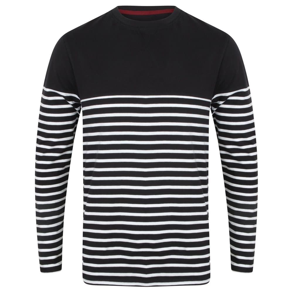 Front Row Långärmad bretonsk randig T-shirt för män med lång ärm