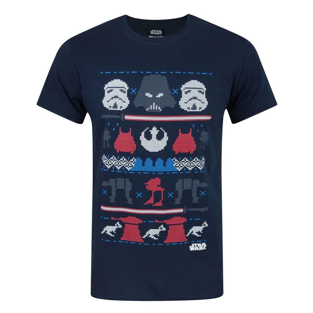 Star Wars Herrens Dark Side Fair Isle Christmas T-Shirt