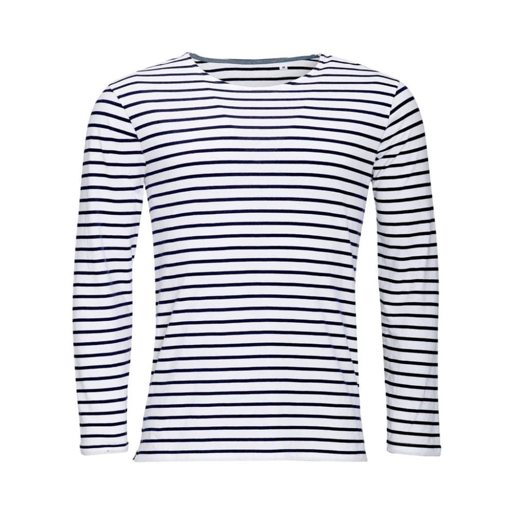 SOLS Mens Marine långärmad stripe T-Shirt