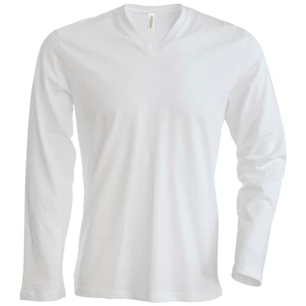 Kariban Mens Slim Fit Long Sleeve V Neck T-Shirt