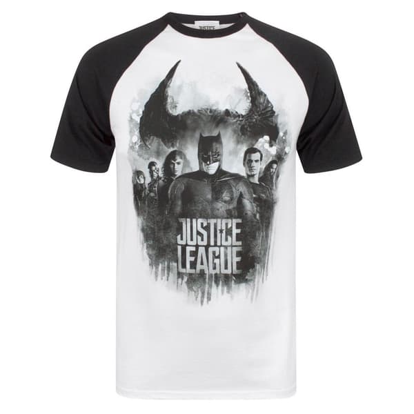 Justice League Raglan-T-shirt med karaktärslinje för män Multicoloured L