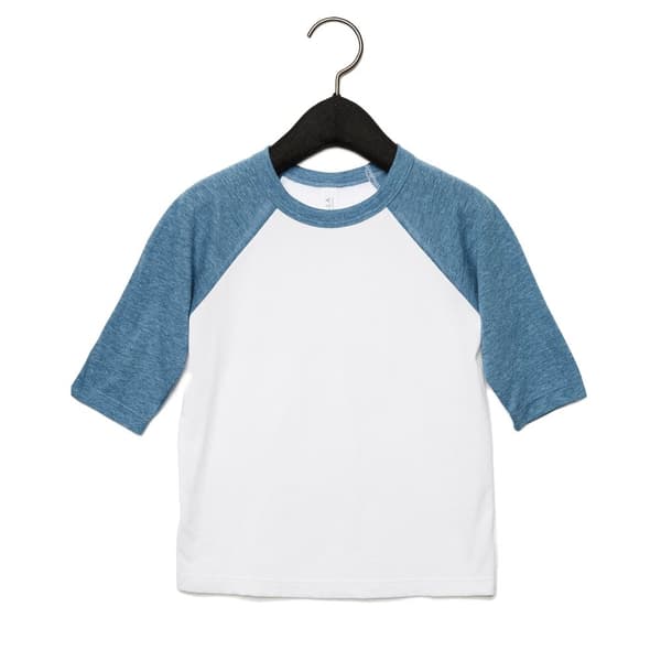 Bella + Canvas Baby Toddler 3/4 Sleeve Baseball Tee White/Denim 2 Years