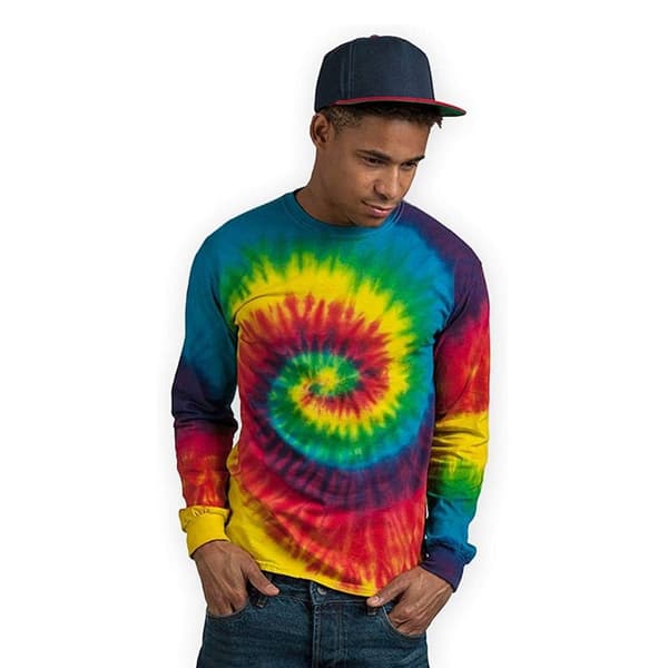 Colortone Unisex langærmet Tie-Dye T-shirt med lange ærmer til voksne