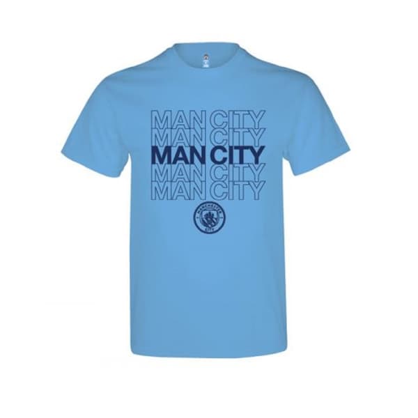Man City Unisex Adults Sky Blue Logo T Shirt