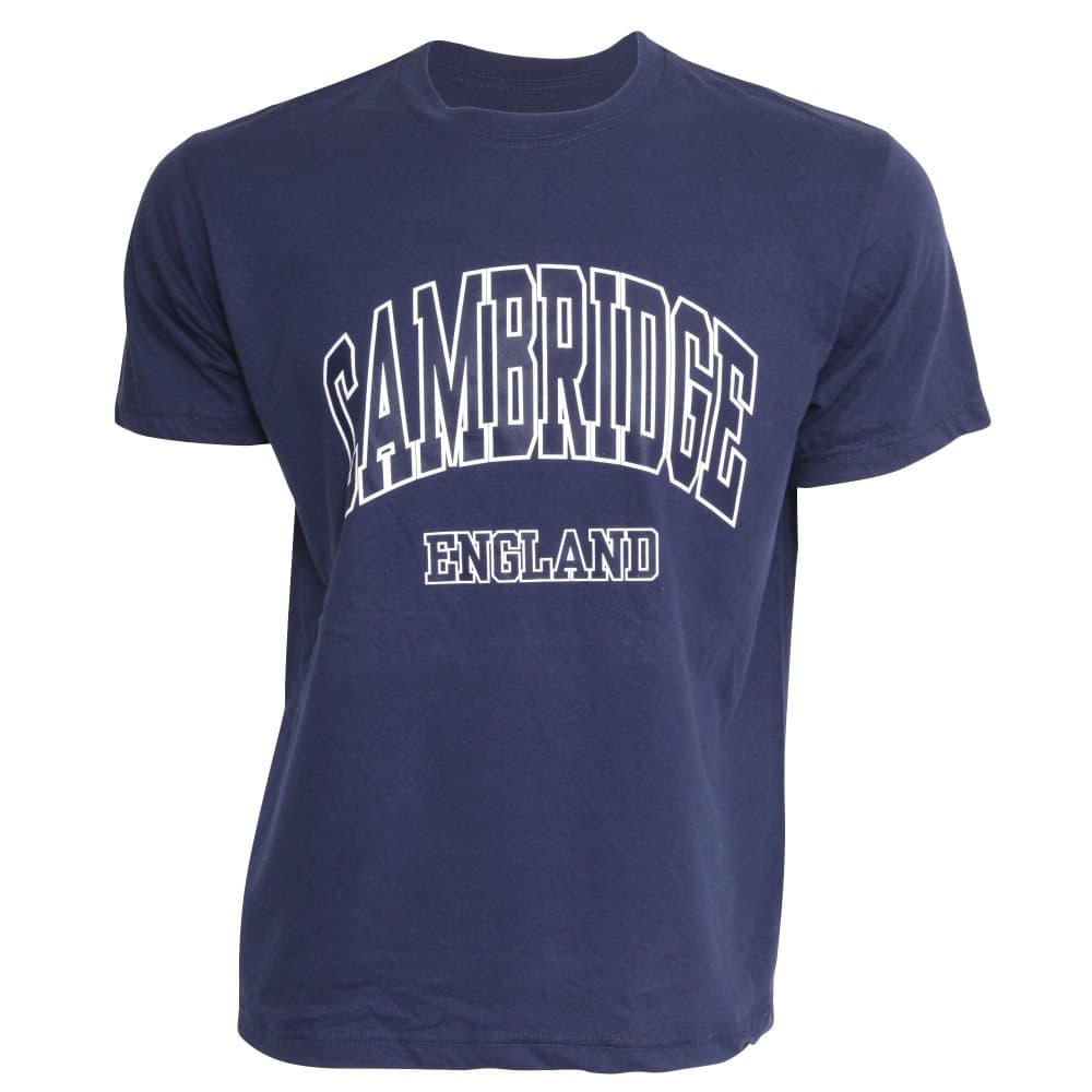 Cambridge England Print 100% bomull kortärmad Casual T-Shirt/Top för män