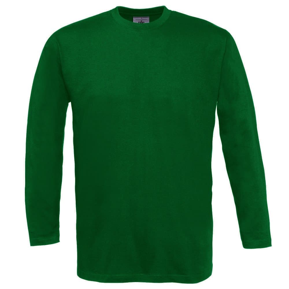 B&C Mens Exact 150 LSL Crew Neck långärmad T-shirt med lång hals