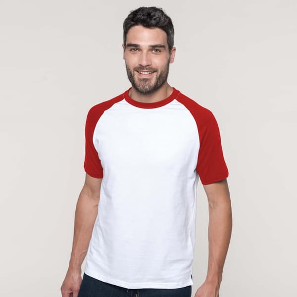 Kariban Baseball T-shirt med korte ærmer til mænd