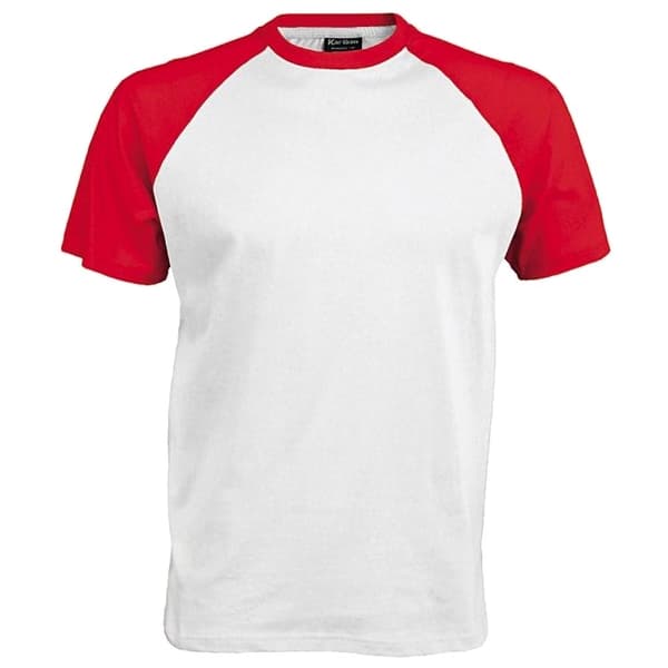 Kariban Baseball T-shirt med korte ærmer til mænd White/Red M