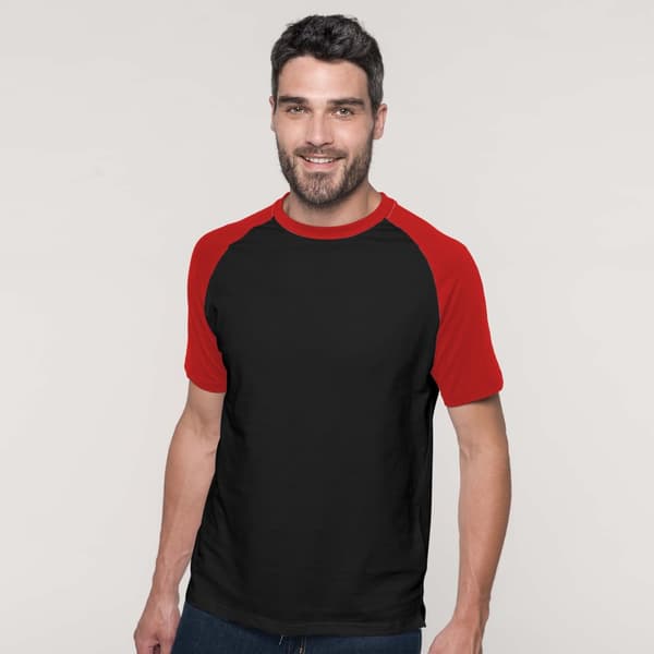 Kariban Baseball T-shirt med korte ærmer til mænd