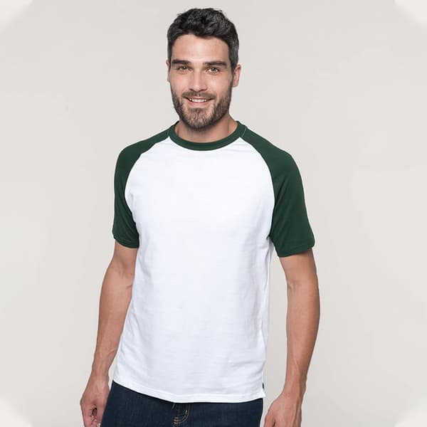 Kariban Baseball T-shirt med korte ærmer til mænd