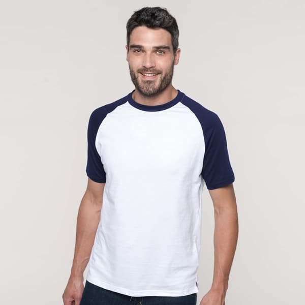 Kariban Baseball T-shirt med korte ærmer til mænd