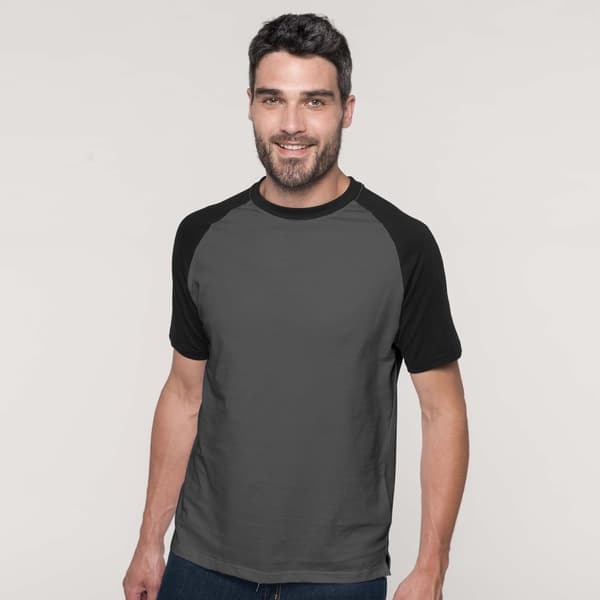 Kariban Baseball T-shirt med korte ærmer til mænd