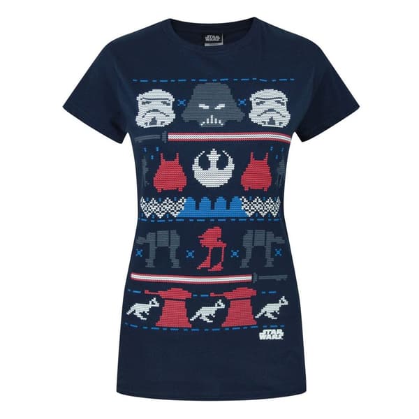 Star Wars Womens/Ladies Dark Side Fair Isle Christmas T-Shirt