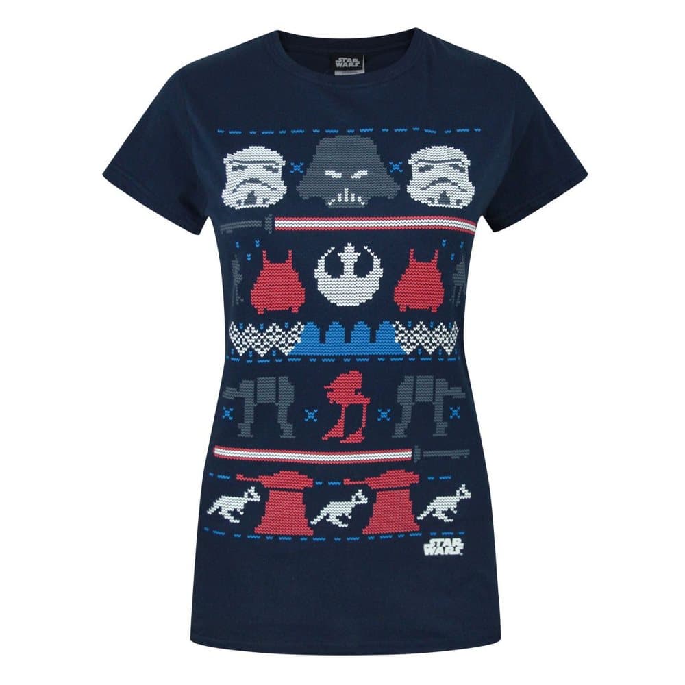 Star Wars Kvinnor/Damer Dark Side Fair Isle Christmas T-Shirt