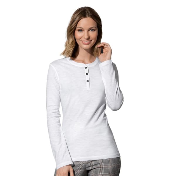 Stedman dame/kvinde Sharon Slub Henley langærmet Tee med lange ærmer