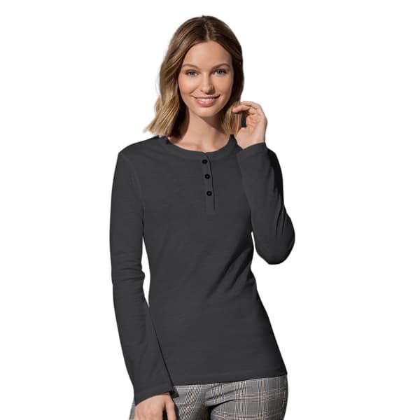 Stedman dame/kvinde Sharon Slub Henley langærmet Tee med lange ærmer