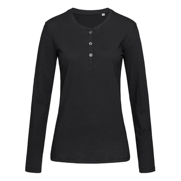 Stedman dame/kvinde Sharon Slub Henley langærmet Tee med lange ærmer