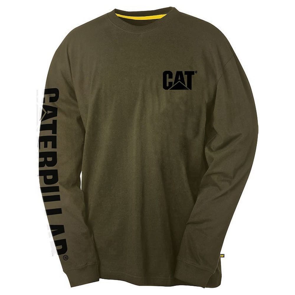 Caterpillar Mens Trademark Banner långärmad T-shirt