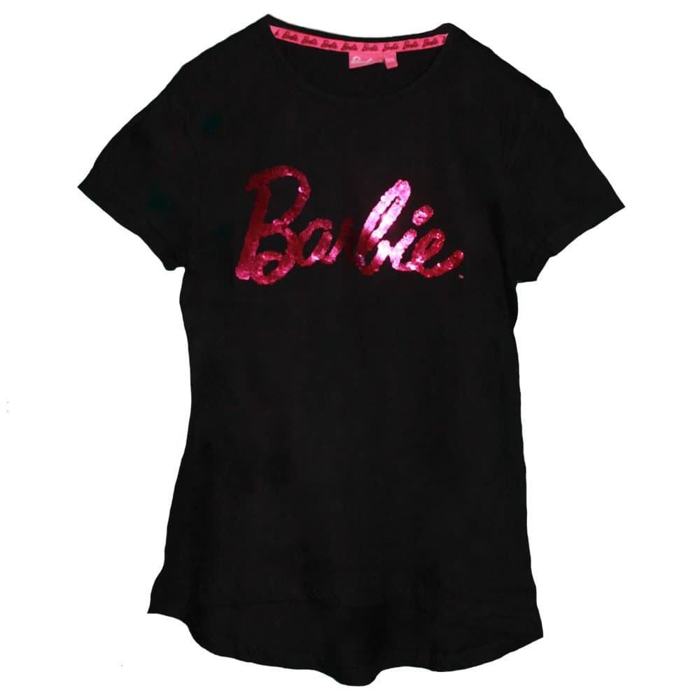 Barbie T-shirt med logotyp med paljetter för flickor, vändbar