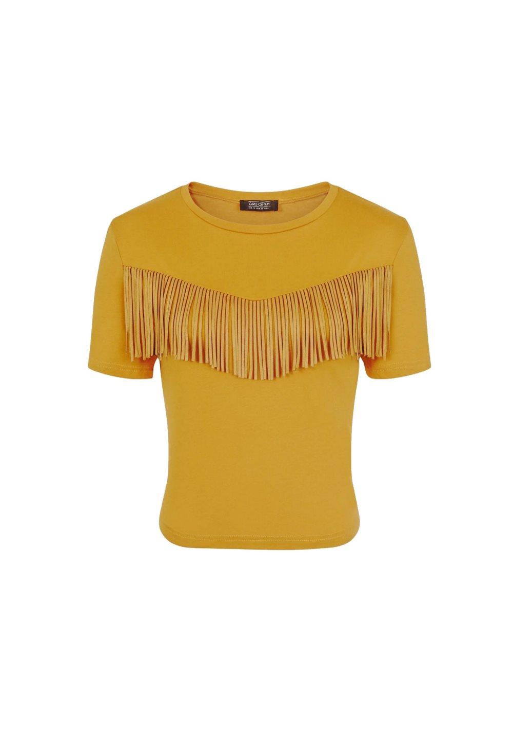 Girls On Film Kvinnor/Damer Rockferry Fringed T-Shirt med fransar