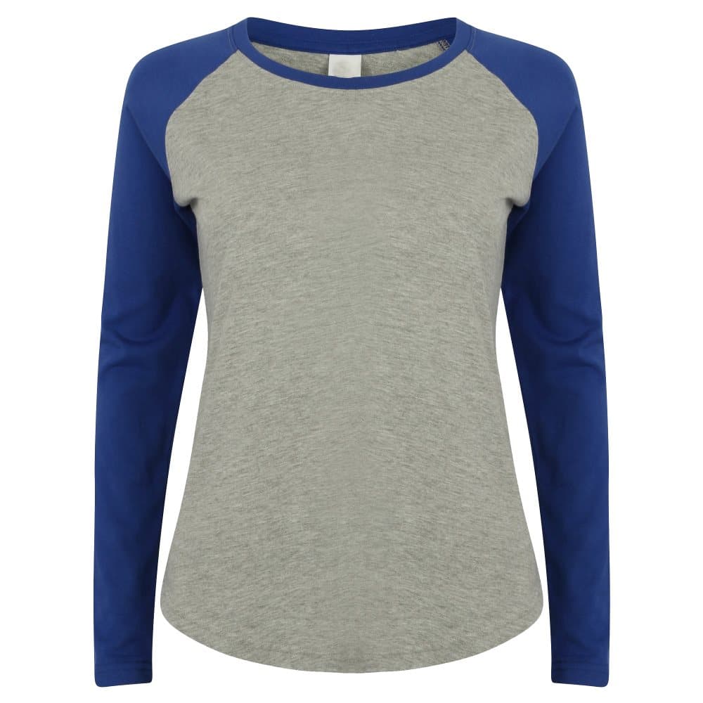 Skinnifit Womens/Ladies långärmad basebollt-shirt med lång ärm