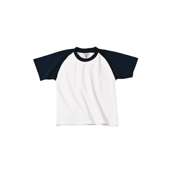 B&C kortærmet baseball-T-shirt til drenge med korte ærmer til børn