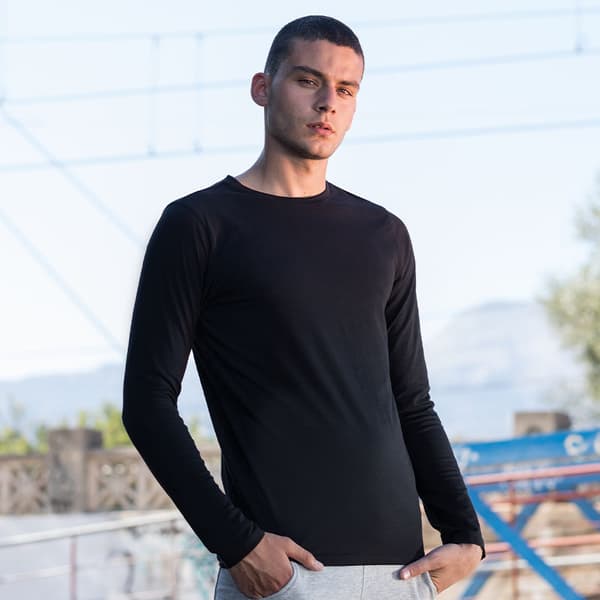 Skinnifit Mens Feel Good långärmad stretch T-shirt med lång ärm