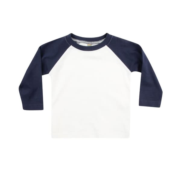 Larkwood Baby Long Sleeved Baseball T-Shirt White/Navy 6-12 Months