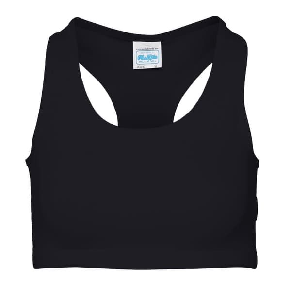 AWDis Just Cool Womens/Ladies Sleeveless Girlie Sports Crop Top Jet Black XL
