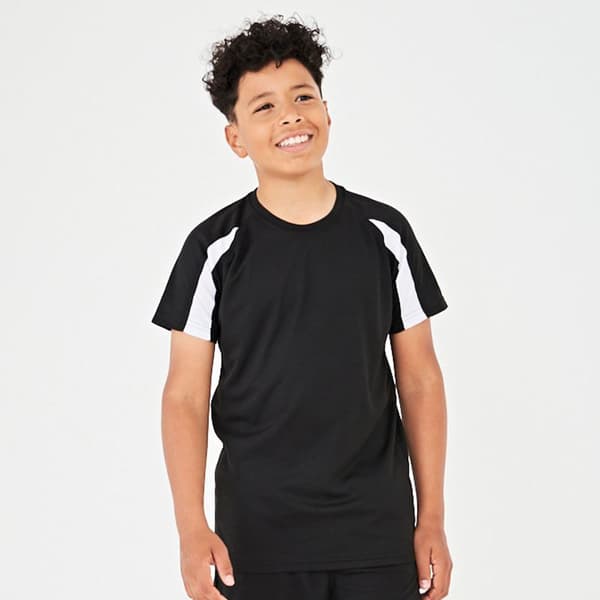 AWDis Just Cool Kids Unisex Contrast Plain Sports T-Shirt med kontrastfärgade mönster