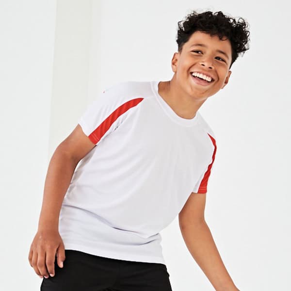 AWDis Just Cool Kids Unisex Contrast Plain Sports T-Shirt med kontrastfärgade mönster