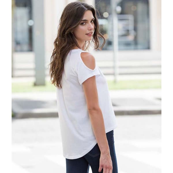 SF Womens/Ladies Plain Short Sleeve T-Shirt With Drop Detail