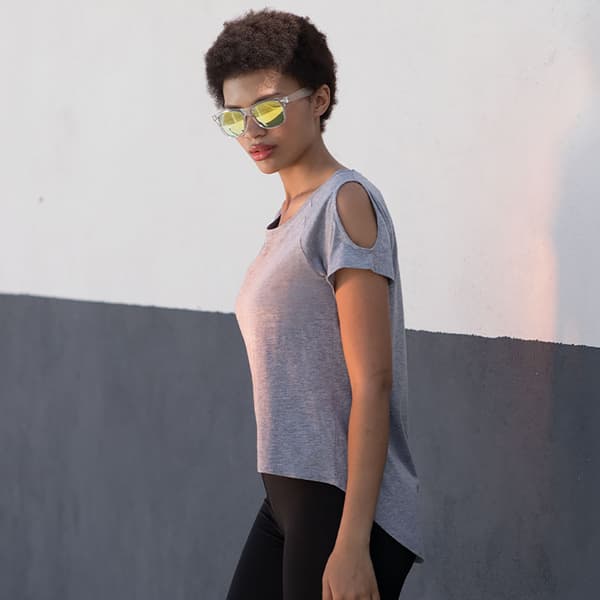 SF Womens/Ladies Plain Short Sleeve T-Shirt With Drop Detail