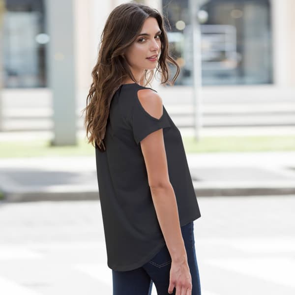 SF Womens/Ladies Plain Short Sleeve T-Shirt With Drop Detail