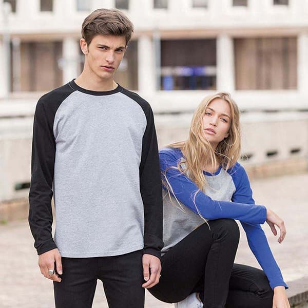 Skinnifit Raglan langærmet baseball T-shirt med lange ærmer til mænd