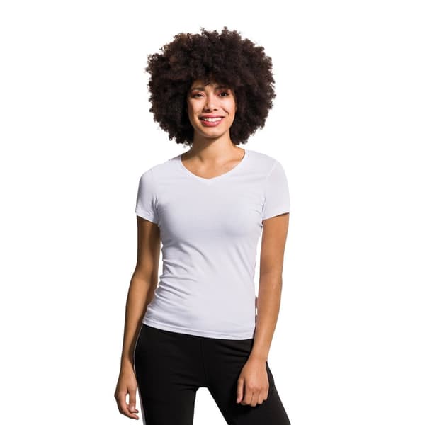 Skinni Fit Dame/kvinde Feel Good Stretch V-hals T-shirt med kort ærme