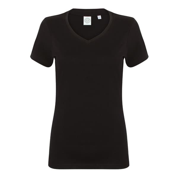 Skinni Fit Dame/kvinde Feel Good Stretch V-hals T-shirt med kort ærme
