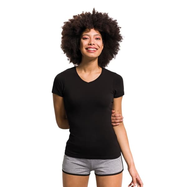 Skinni Fit Dame/kvinde Feel Good Stretch V-hals T-shirt med kort ærme