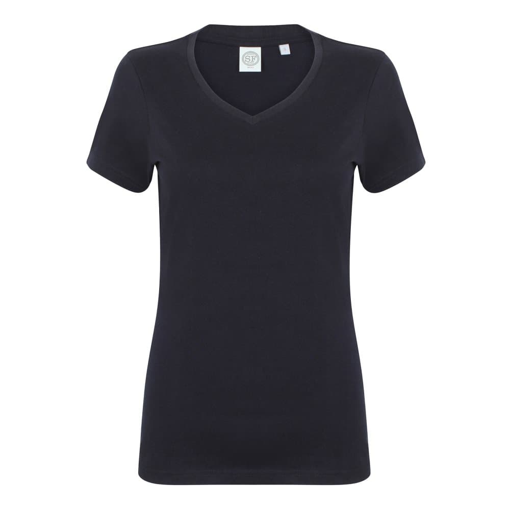 Skinni Fit Womens/Ladies Feel Good Stretch V-Neck Short Sleeve T-Shirt med kort ärm