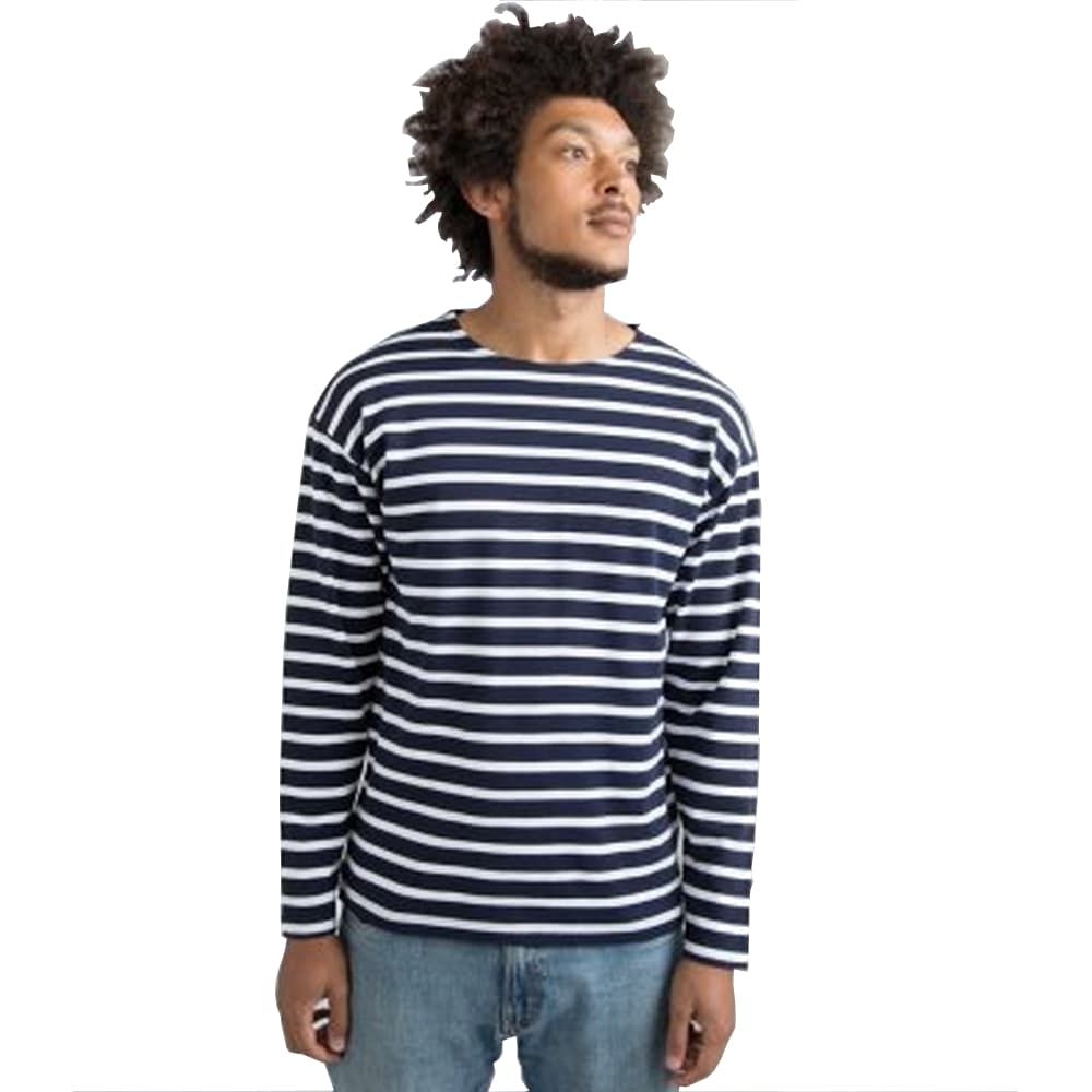 One By Mantis Unisex vuxna långärmad bretonisk randig T-shirt med lång ärm