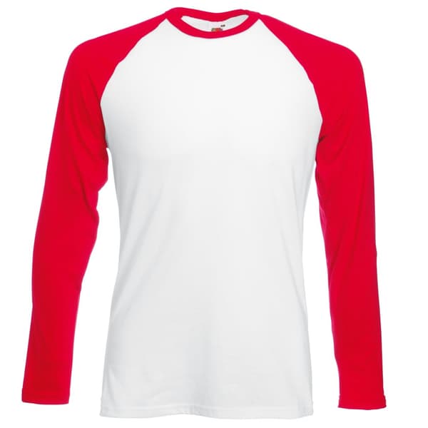Fruit Of The Loom Mens Long Sleeve Baseball T-Shirt