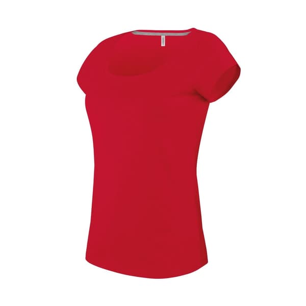 Kariban Kortærmet T-shirt med bådhals for kvinder/damer med kort ærme Red XL