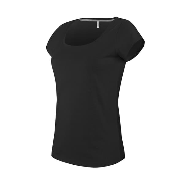 Kariban Kortærmet T-shirt med bådhals for kvinder/damer med kort ærme