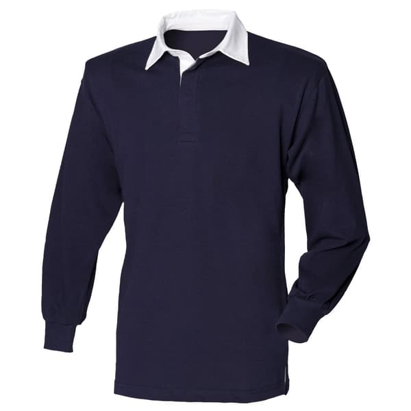 Front Row Kids Unisex Long Sleeve Plain Rugby Sports Polo Shirt (Pack of 2)