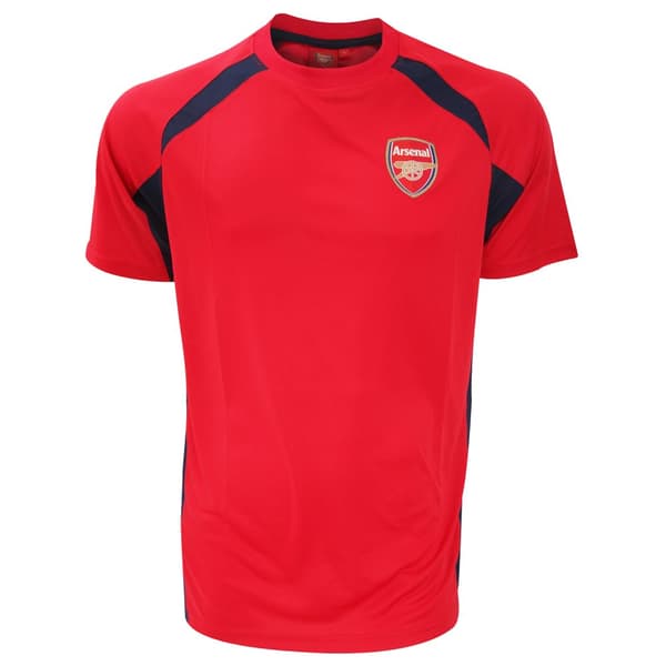 Arsenal FC Mens Official Football Crest Panel T-Shirt Red/Navy Small