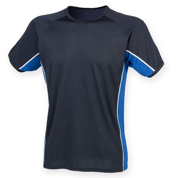 Finden & Hales Mens Short Sleeve Performance Panel Sports T-Shirt Navy/ Royal/ White 3XL