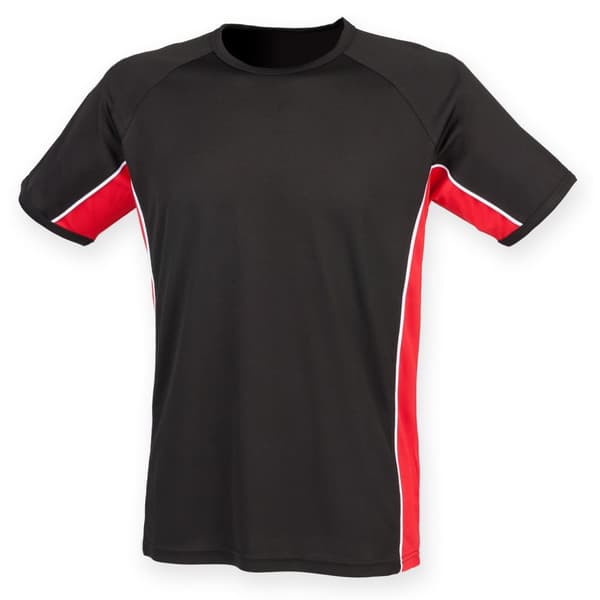 Finden & Hales Kortärmad sport-T-shirt för män med prestanda panel Black/ Red/ White 3XL