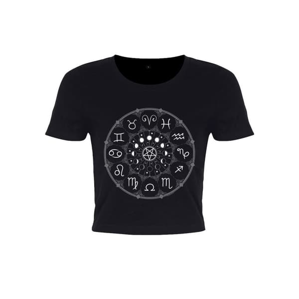 Grindstore Womens/Ladies Zodiac Pentagram Crop Top Black Large (UK 12-14)