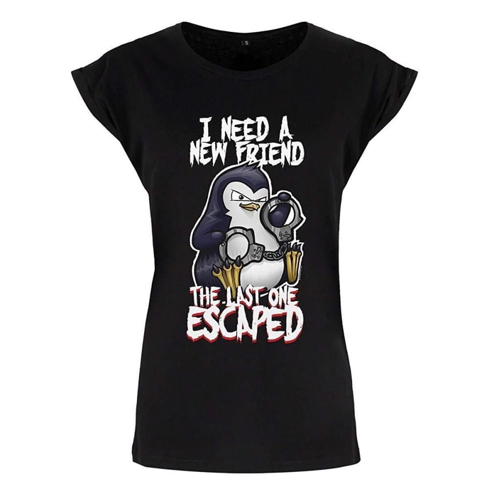 Psycho Penguin Ladies/Womens I Need A New Friend Premium T-Shirt